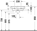 Duravit No.1 Handwaschbecken 500 mm weiß mit Überlauf und Hahnlochbank, wandhängend