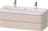 Duravit Waschtischset Happy D.2 Plus 1175 mm Taupe Supermatt mit Möbelwaschtisch und Nussbaum-Einrichtungssystem