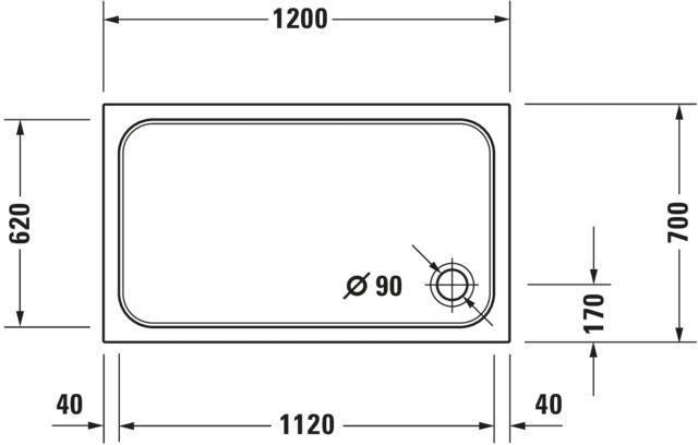 DURAVIT D-Code Duschwanne 1000x700 mm Weiß Sanitäracryl rechteckig