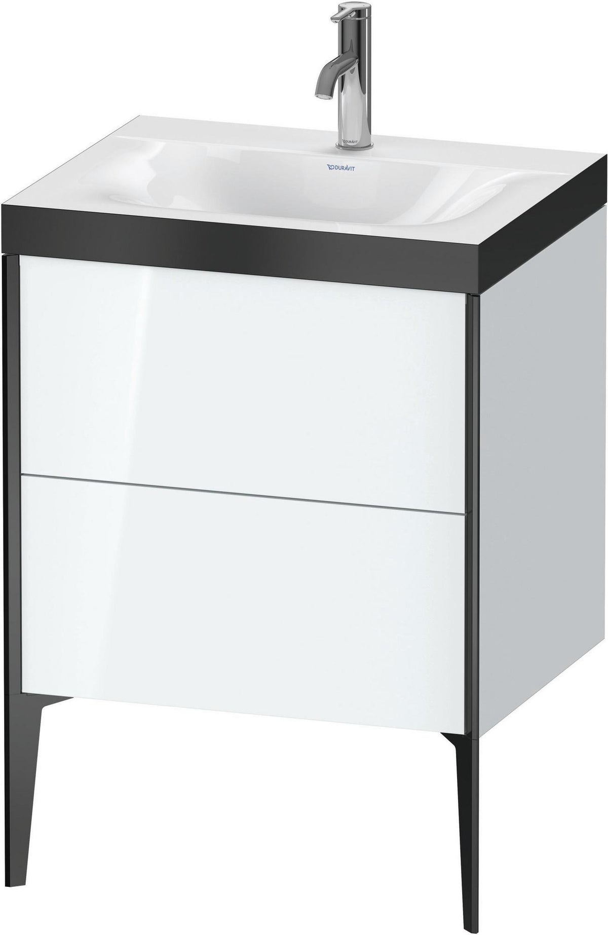 DURAVIT XViu c-bonded Waschtischunterbauset, 2 Auszüge, bodenstehend, schwarz matt/weiß hochglanz