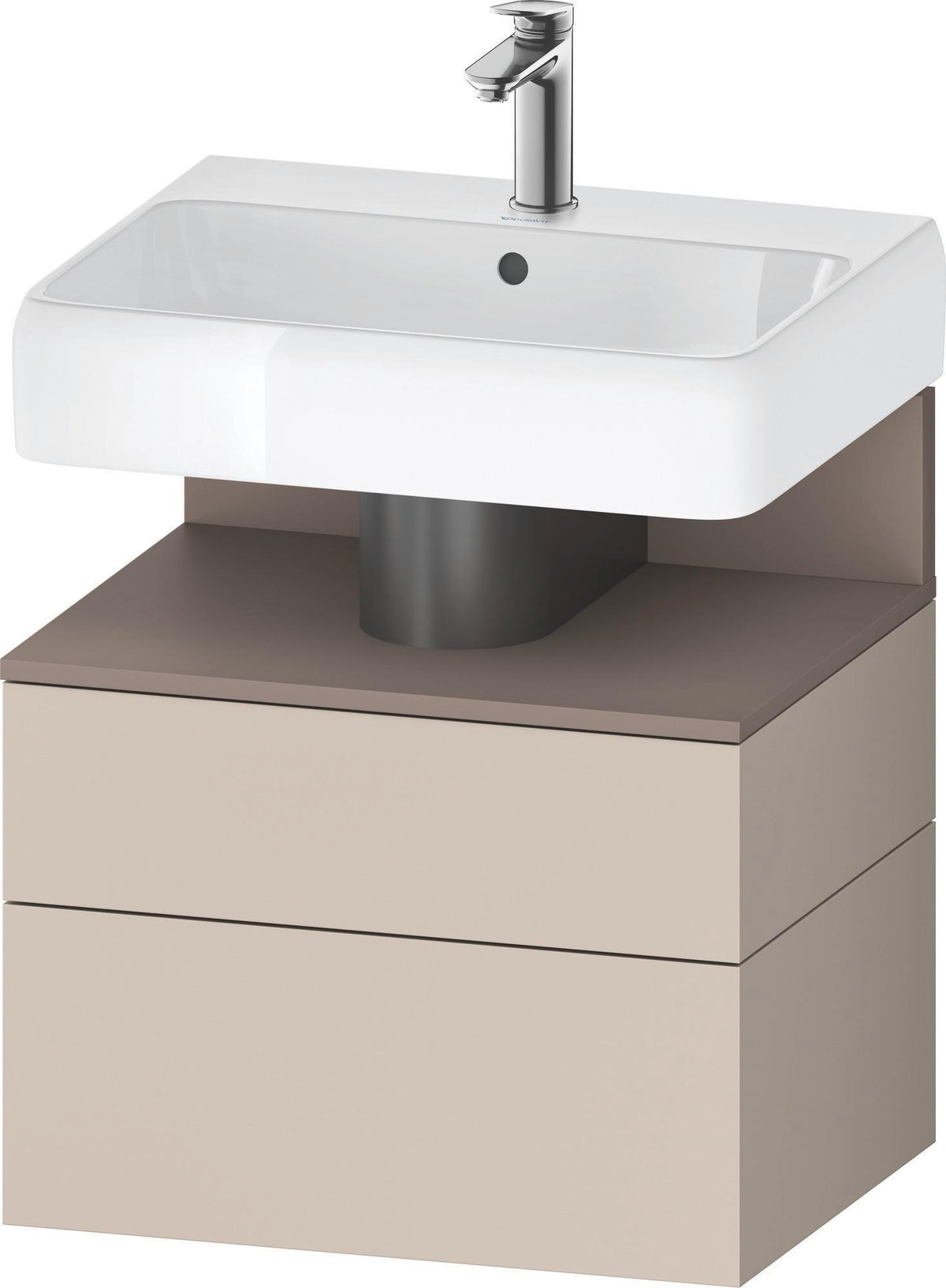 DURAVIT Qatego Waschtischunterbau 590 mm wandhängend, 1 Auszug, weiß Hochglanz, Nische Eiche Schwarz