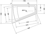 DURAVIT Paiova Whirlwanne 1700x1300 mm Weiß mit Air-System und Acrylverkleidung