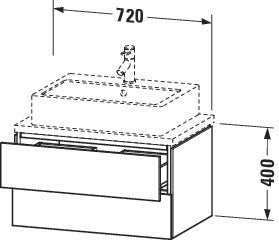 Duravit L-Cube Waschtischunterbau 720x477mm taupe supermatt mit 2 Schubkästen, Tip-On-Technik und Siphonausschnitt