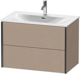 DURAVIT XViu Waschtischunterbau wandhängend 810 mm, 2 Schubkästen, champagner matt/leinen – mit Tip-On-Technik