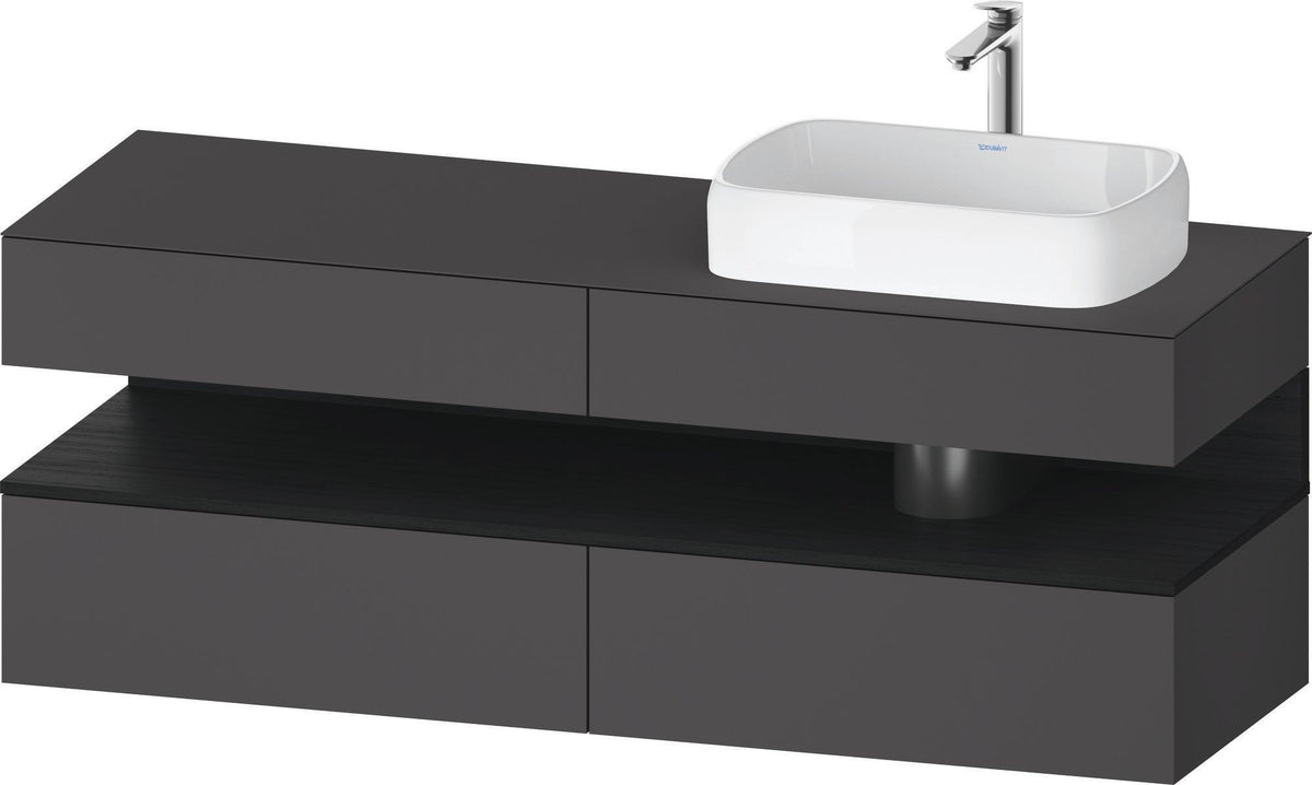 Duravit Qatego Konsolenwaschtischunterbau 1600 mm Weiß Hochglanz mit Eiche Schwarz Nische