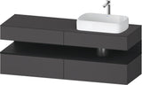 Duravit Qatego Konsolenwaschtischunterbau 1600 mm Weiß Hochglanz mit Eiche Schwarz Nische