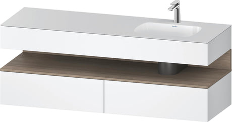 DURAVIT Qatego Einbauwaschtisch mit Konsolenwaschtischunterbau 1600x550x600 mm Eiche Terra & Weiß Matt