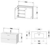 Duravit XBase Möbel-Set 1030 mm weiß glänzend mit Waschtisch, Unterbau und Spiegelschrank