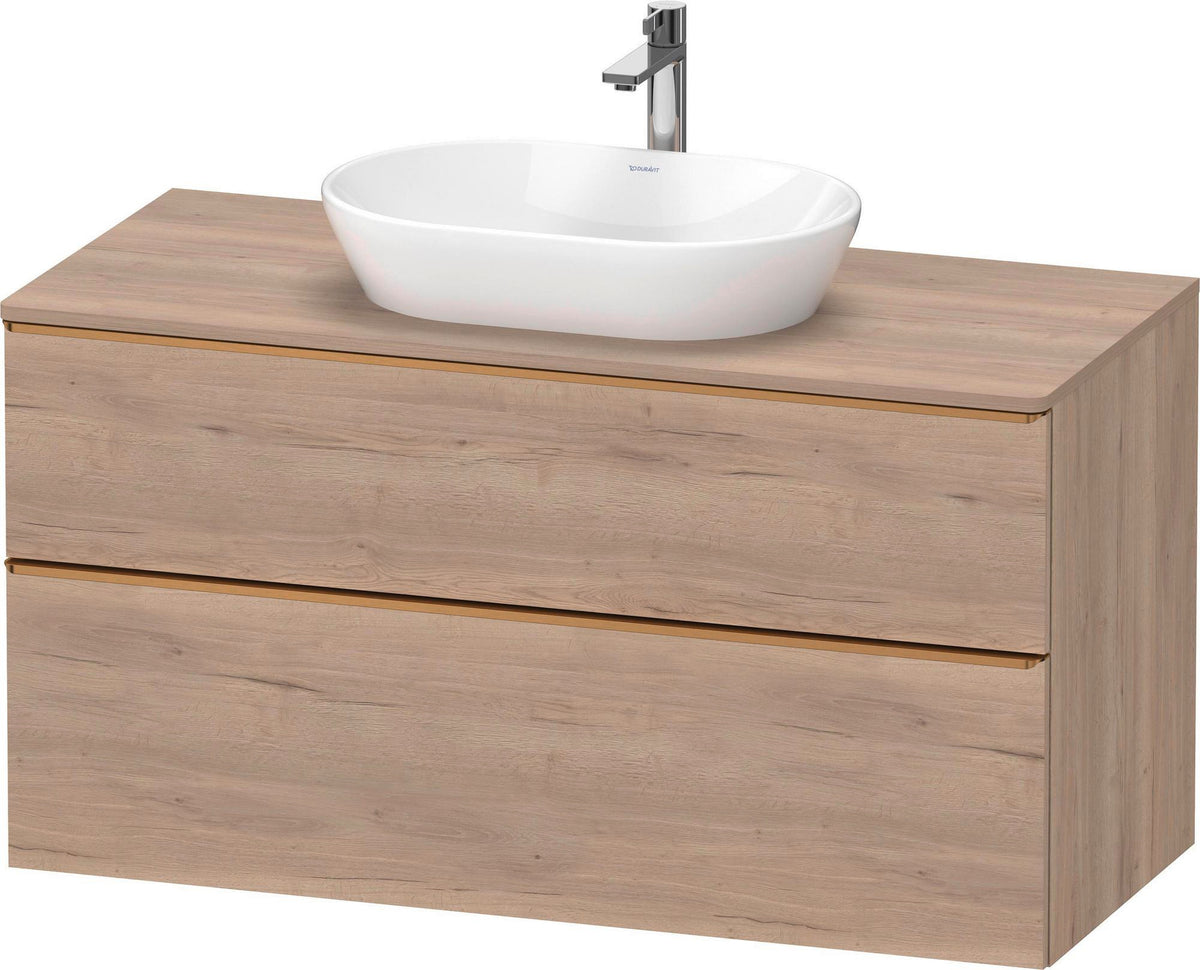 DURAVIT D-Neo Konsolenwaschtischunterbau 1200 mm Eiche Schwarz Matt mit Bronze Griff