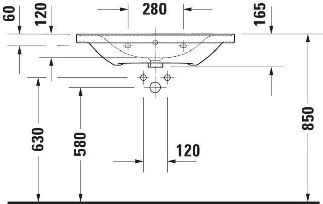 Duravit D-Neo Wandwaschtisch 650 mm weiß mit Überlauf und WonderGliss