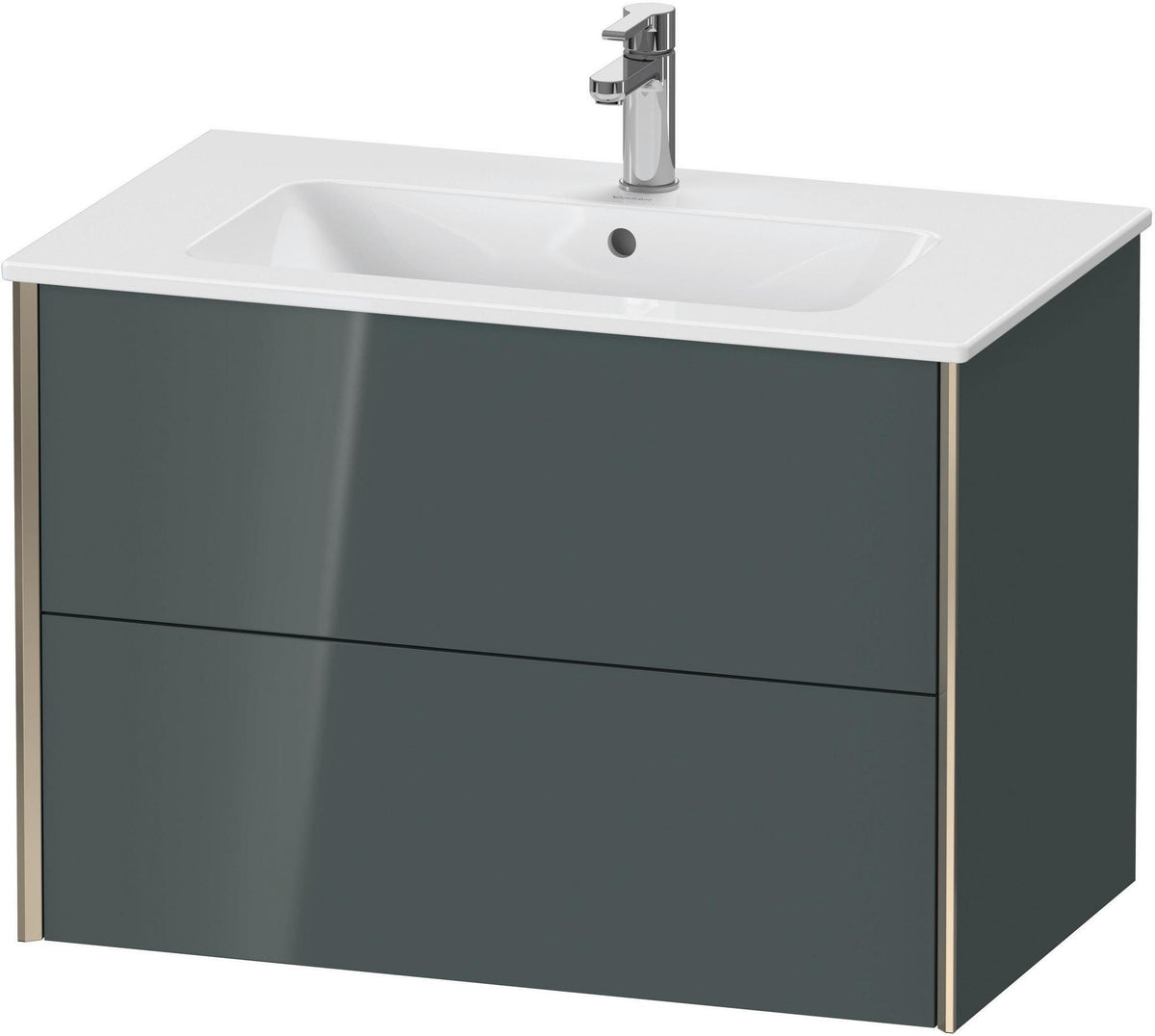 Duravit XViu Waschtischunterbau wandhängend 810 mm, 2 Schubkästen, champagner matt/weiß matt – ohne Griff, mit Tip-On-Technik