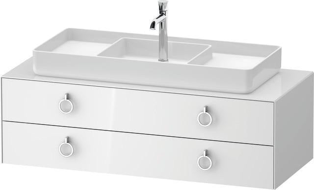 Duravit White Tulip Waschtischunterbau 1300 mm Nussbaum mitte, weiß seidenmatt, LED