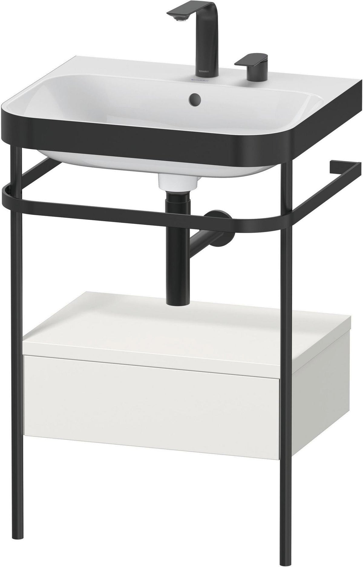 DURAVIT Happy D.2 c-bonded Waschtischset mit Metallkonsole, 575 mm, Weiß