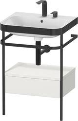 DURAVIT Happy D.2 c-bonded Waschtischset mit Metallkonsole, 575 mm, Weiß