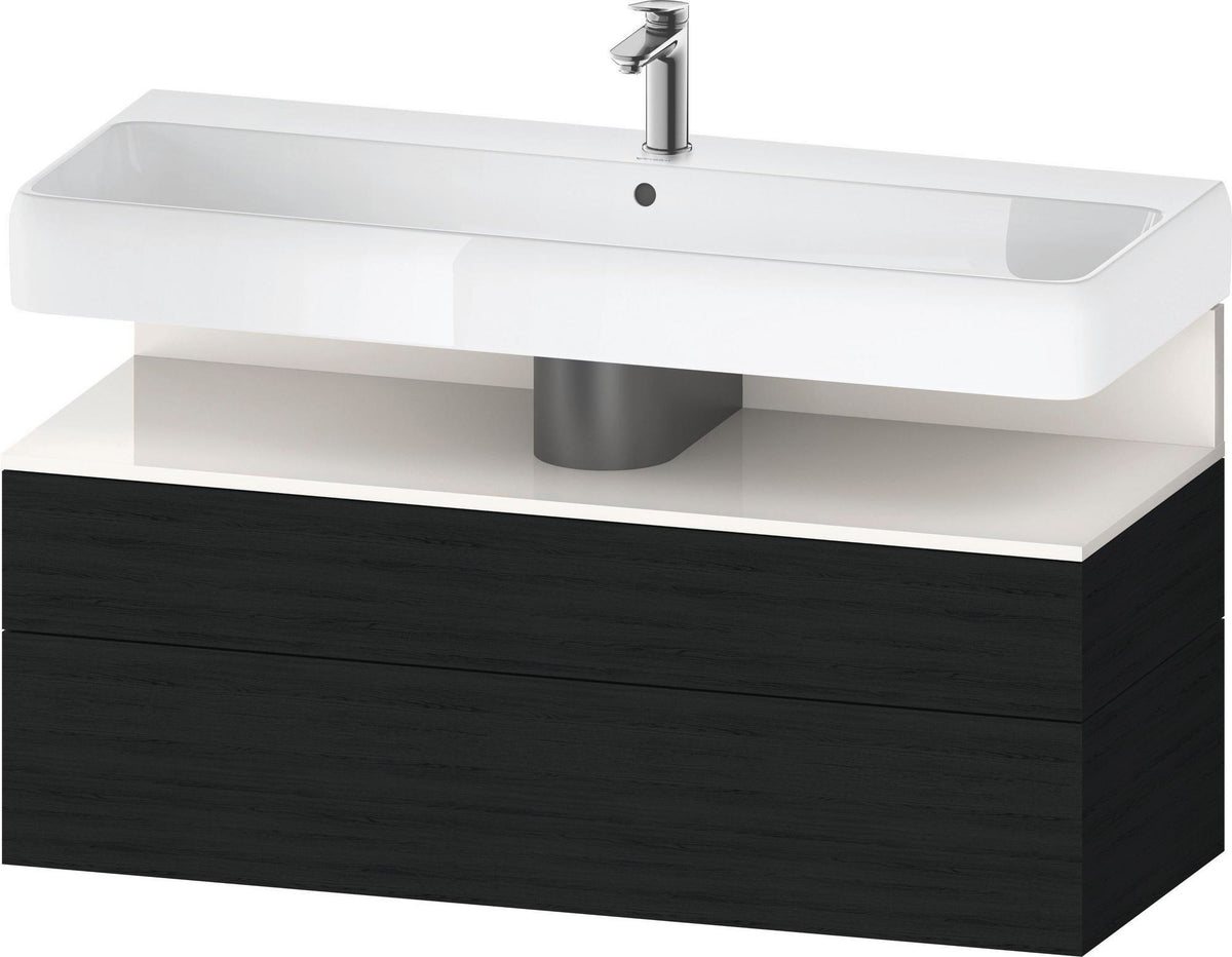 Duravit Qatego Waschtischunterbau 1190 mm – Weiß Matt mit Eiche Schwarz Nische, 1 Auszug, LED