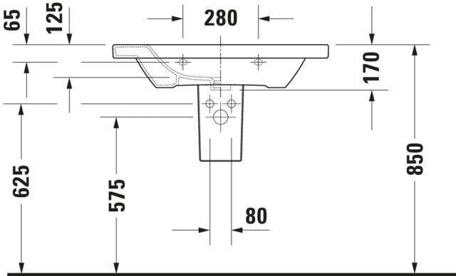 DURAVIT DuraStyle Möbelwaschtisch 800 mm mit WonderGliss, Überlauf und 1 Hahnloch in Weiß