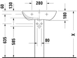 DURAVIT Waschtisch ME by Starck 650x490mm mit Überlauf, 3 Hahnlöcher, WonderGliss Weiß