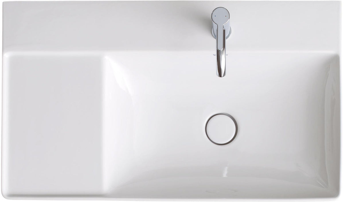Duravit DuraSquare Möbel-Waschtisch 800 mm, Weiß, ohne Überlauf, mit Hahnlochbank, Becken rechts