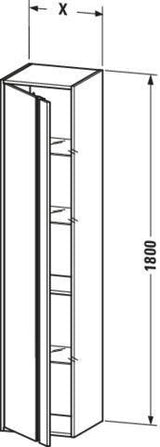 DURAVIT Hochschrank Ketho 1800 mm, 1 Tür links, Eiche Terra – wandhängend mit Soft-Close