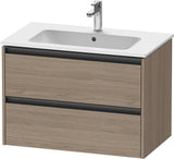 Duravit Ketho.2 Waschtischunterbau 810 mm Eiche Terra mit 2 Schubkästen und Soft-Close