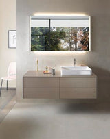 Duravit XSquare Konsole 1400x550mm betongrau matt – 1 Ausschnitt, mit Siphonaussparung