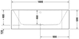 DURAVIT Happy D.2 Whirlwanne 1800x800mm Rechteck, 2-Sitzer, weiß, Vorwand, mit Verkleidung