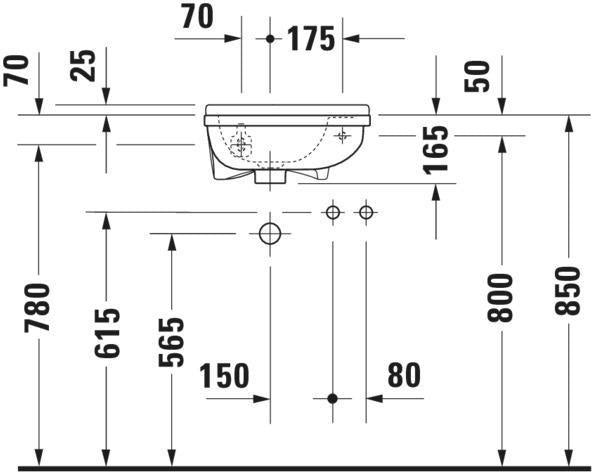 DURAVIT Handwaschbecken Starck 3 400 mm mit Überlauf, 1 Hahnloch rechts, WonderGliss