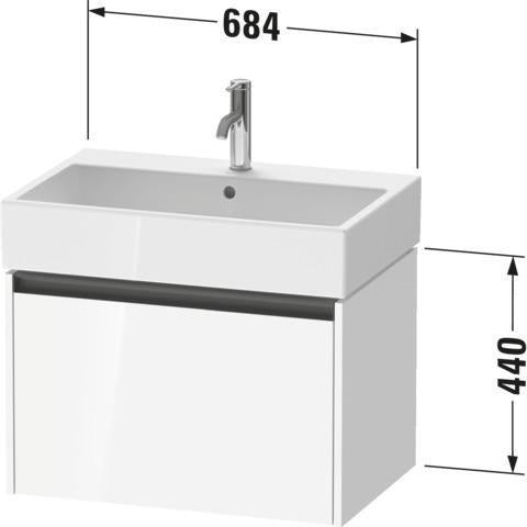 Duravit Waschtischunterbau Ketho.2 wandhängend 684 mm betongrau matt mit 1 Auszug