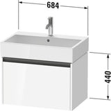 Duravit Waschtischunterbau Ketho.2 wandhängend 684 mm betongrau matt mit 1 Auszug