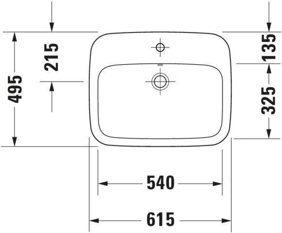 DURAVIT DuraStyle Einbauwaschtisch 615 mm mit Überlauf, 1 Hahnloch, WonderGliss, weiß