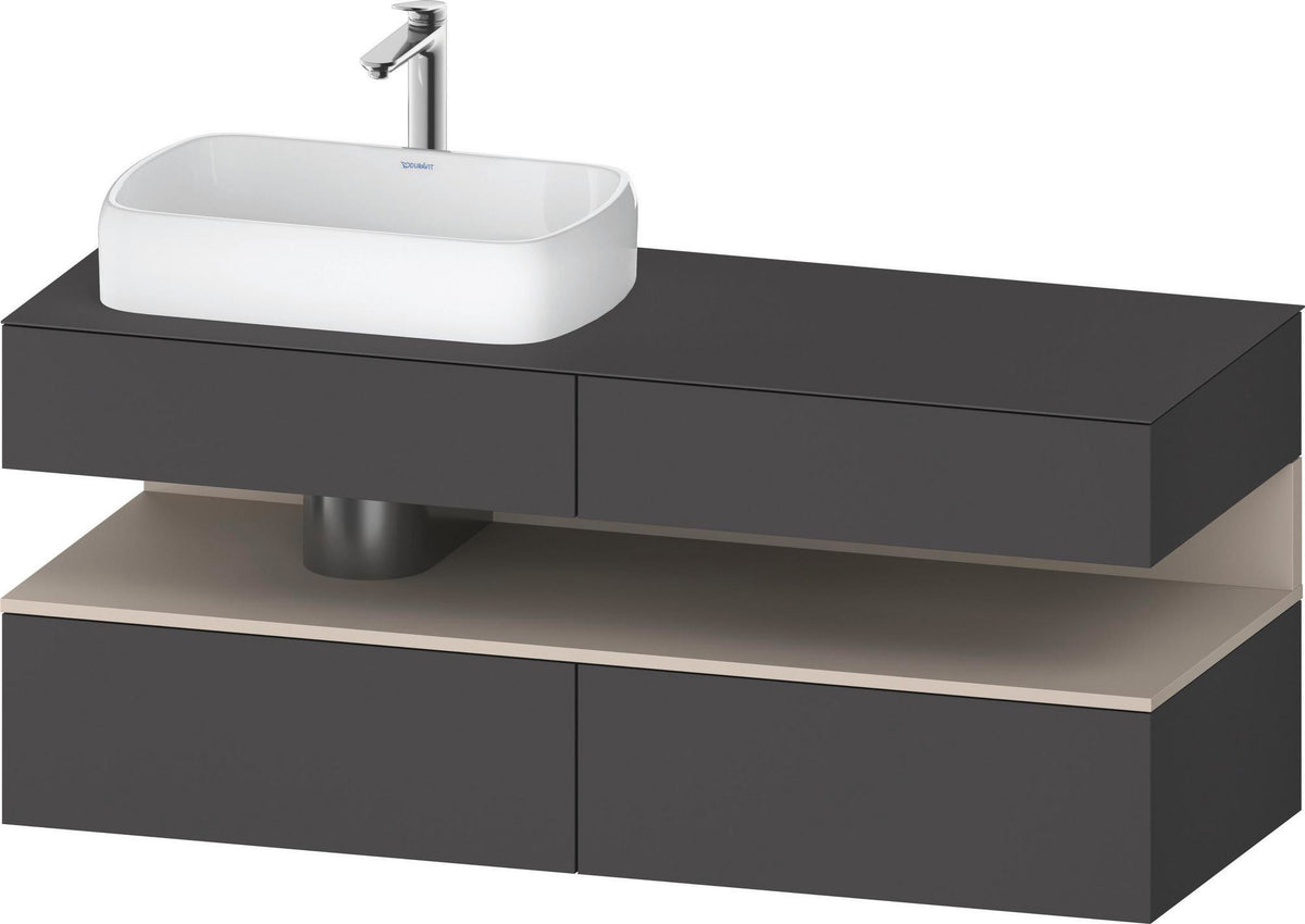 DURAVIT Qatego Studio F. A. Porsche Konsolenwaschtischunterbau 1400 mm Weiß Matt mit LED-Nischenbeleuchtung