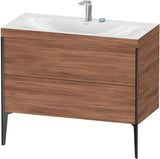 DURAVIT XViu c-bonded Waschtischunterbauset 1000 mm, 2 Auszüge, Schwarz Matt / Nussbaum