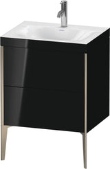 DURAVIT XViu Waschtischunterbauset c-bonded, 2 Auszüge, champagner matt/schwarz hochglanz