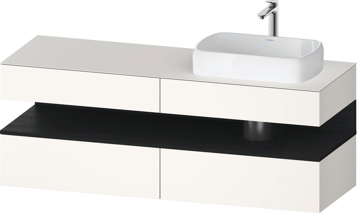 Duravit Qatego Konsolenwaschtischunterbau 1600 mm Weiß Hochglanz mit Eiche Schwarz Nische