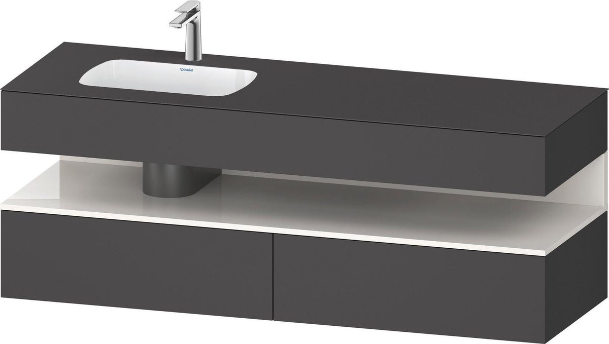 DURAVIT Qatego Studio F. A. Porsche Einbauwaschtisch mit Konsolenwaschtischunterbau 1600 mm Weiß Matt
