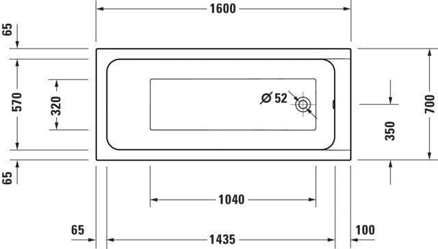 DURAVIT D-Code Badewanne 1700x700mm Einbau Weiß mit Überlauf