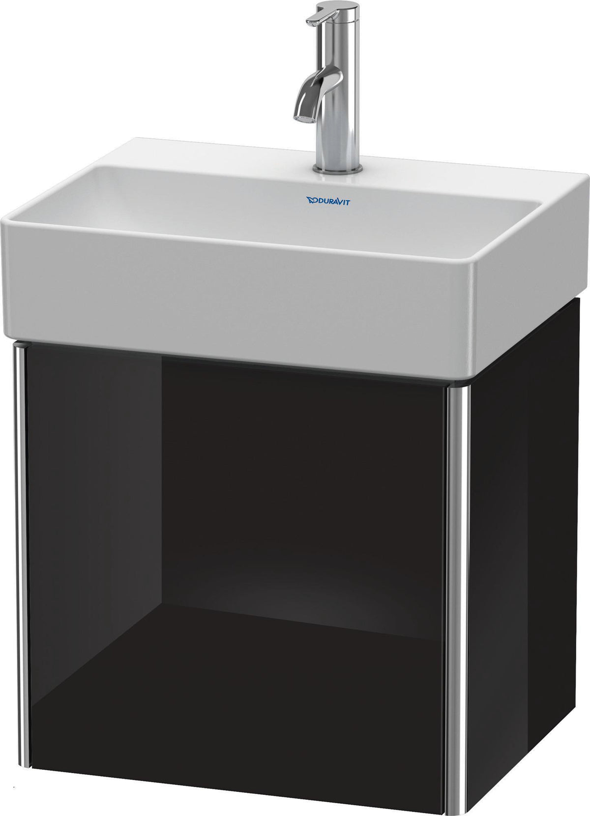 Duravit XSquare Waschtischunterbau 434 mm, 1 Tür, Anschlag links, Schwarz Hochglanz
