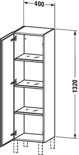 Duravit Halbhochschrank L-Cube 363x400x1320mm 1 Tür links, Amerikanisch Nussbaum