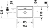 DURAVIT D-Neo Handwaschbecken 450 mm weiß mit WonderGliss – Wandhängend, 1 Hahnloch