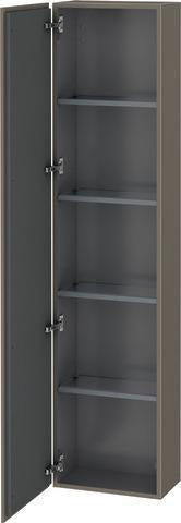 DURAVIT L-Cube Hochschrank 400 mm, 1 Tür links, flannel grey seidenmatt – wandhängend, Soft-Close