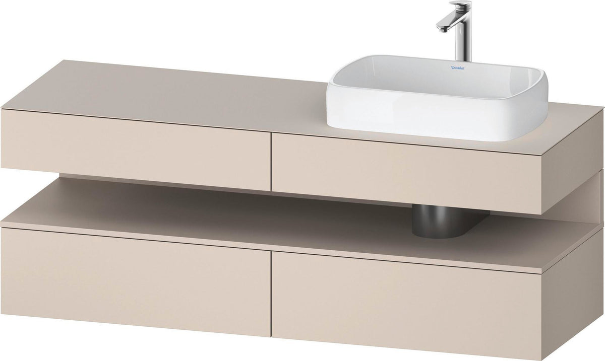 Duravit Qatego Konsolenwaschtischunterbau 1600 mm Weiß Hochglanz mit Eiche Schwarz Nische