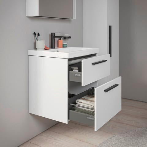 DURAVIT D-Code Halbhochschrank 400 mm, rechts, Basalt Matt, 1 Tür, Glasböden
