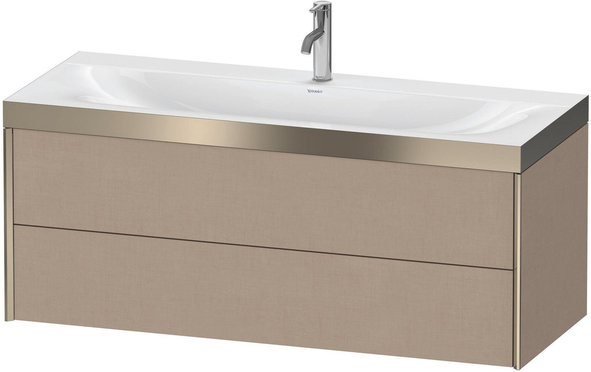 Duravit XViu c-bonded Waschtischunterbauset 1200 mm, 2 Schubkästen, champagner matt/leinen