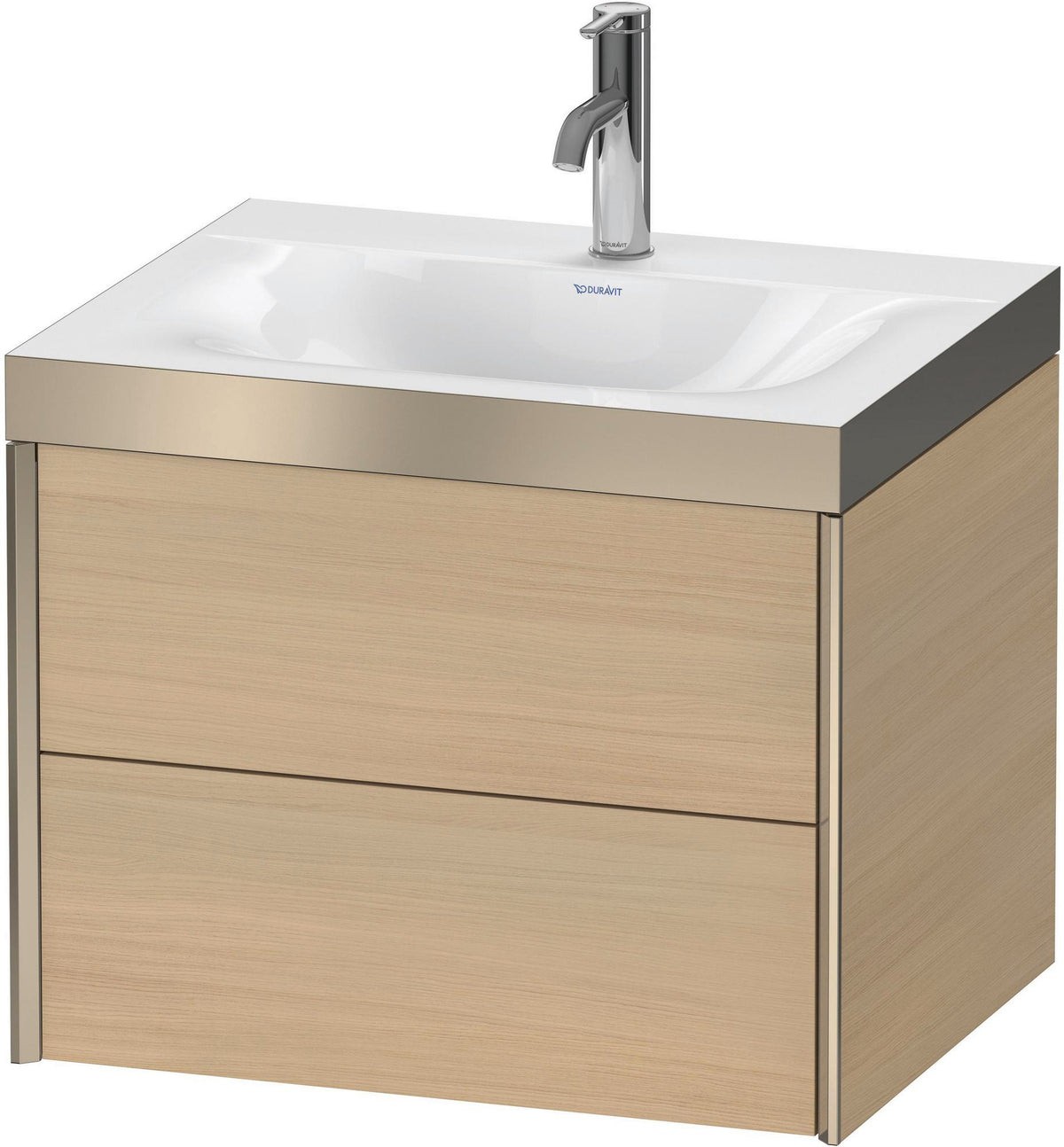DURAVIT XViu Waschtischunterbau 600 mm mit 2 Schubkästen, champagner matt / mediterrane Eiche