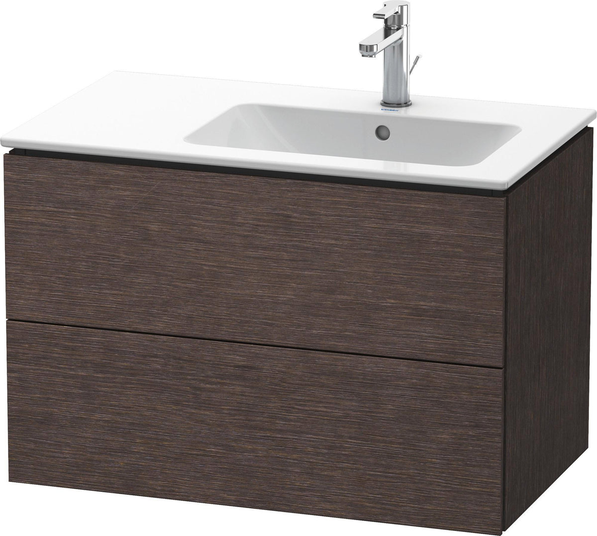 DURAVIT L-Cube Waschtischunterbau 820 mm wandhängend, 2 Schubkästen, Becken rechts, Betongrau Matt