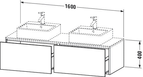 Duravit XSquare Waschtischunterbau 1600 mm wandhängend 2 Auszüge Sanitär-Ahorn seidig-matt