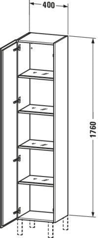 Duravit L-Cube Hochschrank 400x363x1760 mm Eiche matt mit Glasböden und Aluträgersystem
