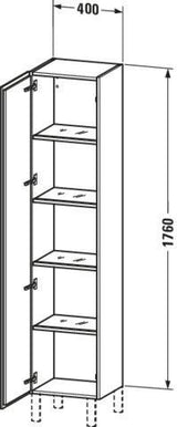 Duravit L-Cube Hochschrank 1760 mm, 1 Tür rechts, weiß hochglanz – wandhängend mit Soft-Close