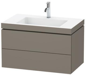 Duravit L-Cube Waschtischset 800 mm mit Vero Air Becken, Flannel Grey Hochglanz, 2 Schubkästen