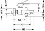 DURAVIT B.3 Einhebel-Wannenmischer Aufputz – Chrom, Keramikmischsystem, 147 mm Ausladung